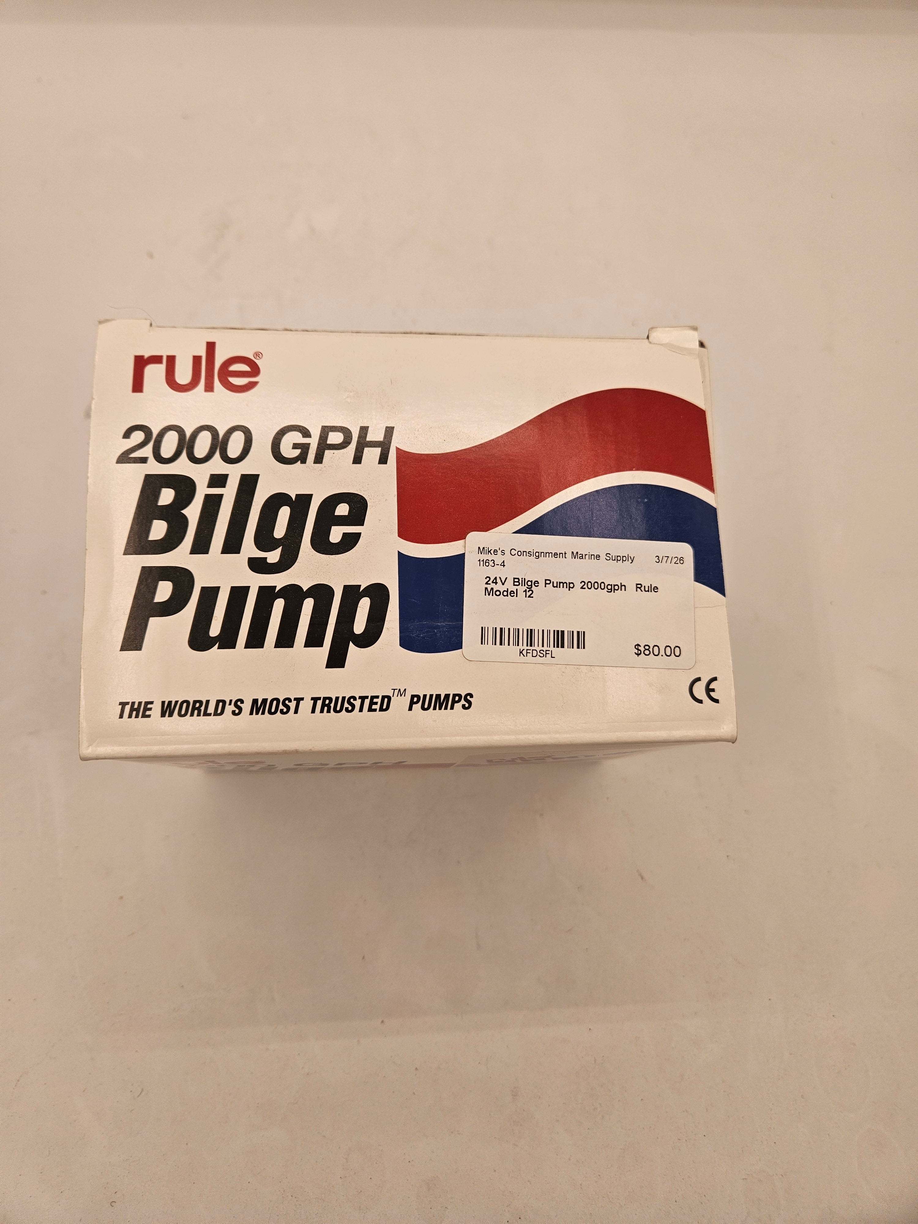 Bilge Pump RULE 24V 2000 gph